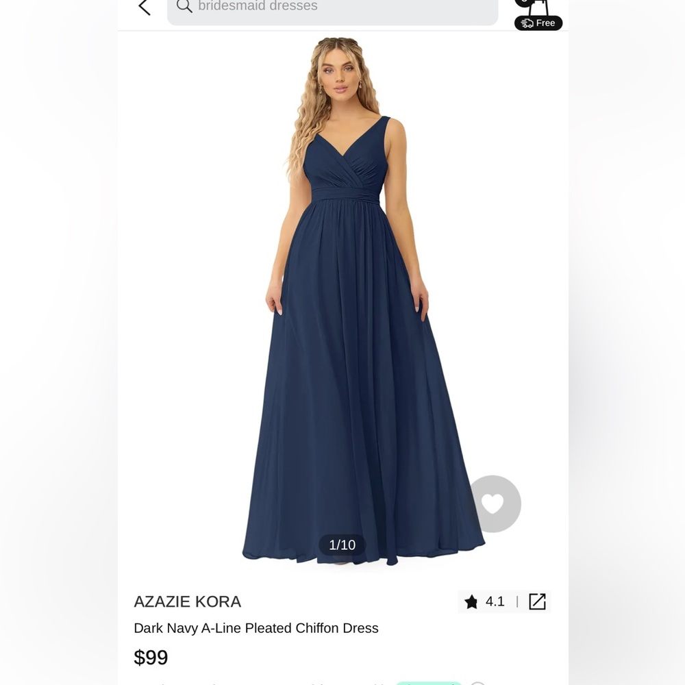 Azazie Bridesmaid Dress - Size 18. Only length is altered